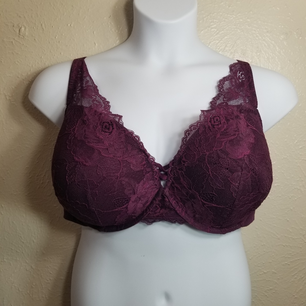 Torrid Grape Purple Lace Push Up Plunge Bra Size 46DD